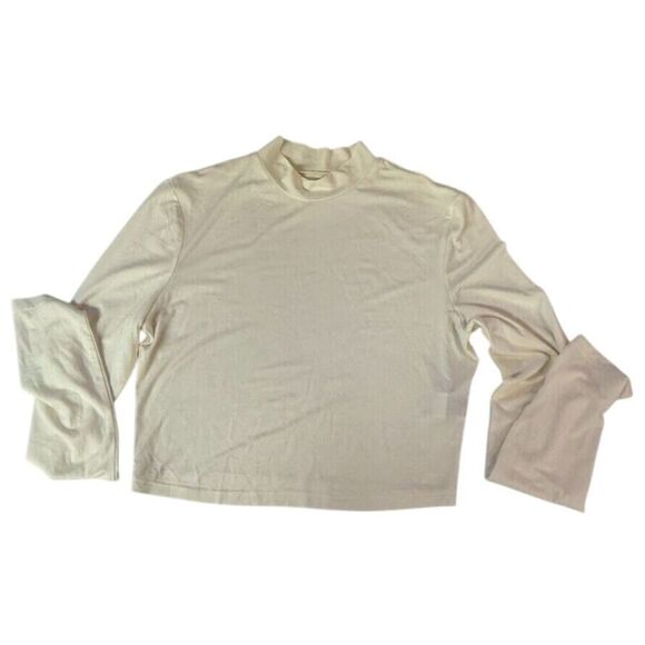 Shein Long Sleeve Mock Neck Crop Top‎ - Size XL - Ivory - Picture 1 of 9